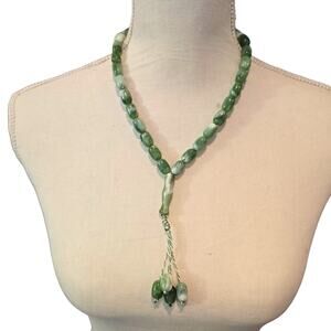 Vintage Green Marbled Acrylic Tasbih Prayer Beads Misbaha 33 Bead Necklace 15” L